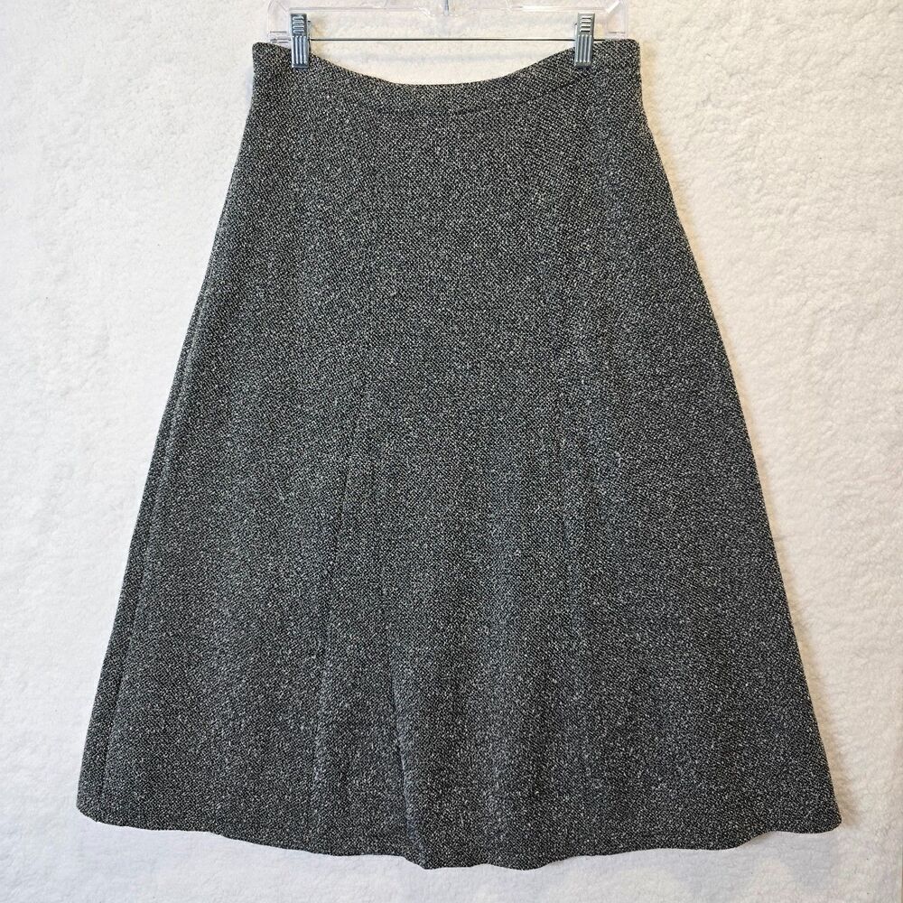 Vtg Villager A-Line Skirt Sz S Black Midi Textured Teacher Minimalist Peasant
